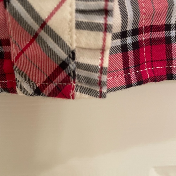 Talbots shimmer red plaid shirt with fine metallic- long sleeve button down S - Picture 7 of 10